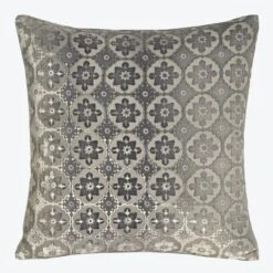 Small Moroccan Velvet Pillow, Silver
