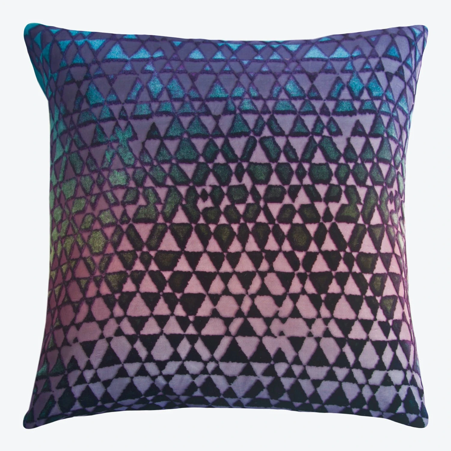 Triangles Velvet Pillow, Peacock 3 Triangles Velvet Pillow, Peacock