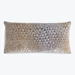 Triangles Velvet Pillow, Coyote
