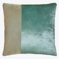Colorblock Velvet Pillow, Gold + Beige