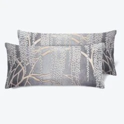 Set Of 2 Mini Metallic Willow Velvet Pillow