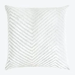 Chevron Velvet Throw Pillow, White