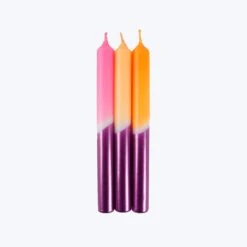 Dip Dye Glossy Taper Candle Set, Silicium