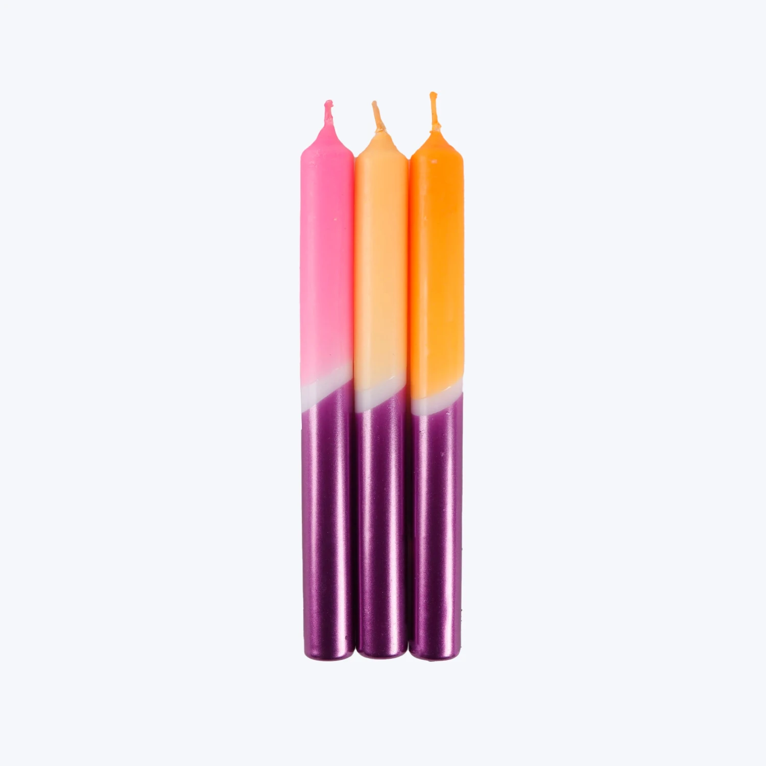 Dip Dye Glossy Taper Candle Set, Silicium 3 Dip Dye Glossy Taper Candle Set, Silicium