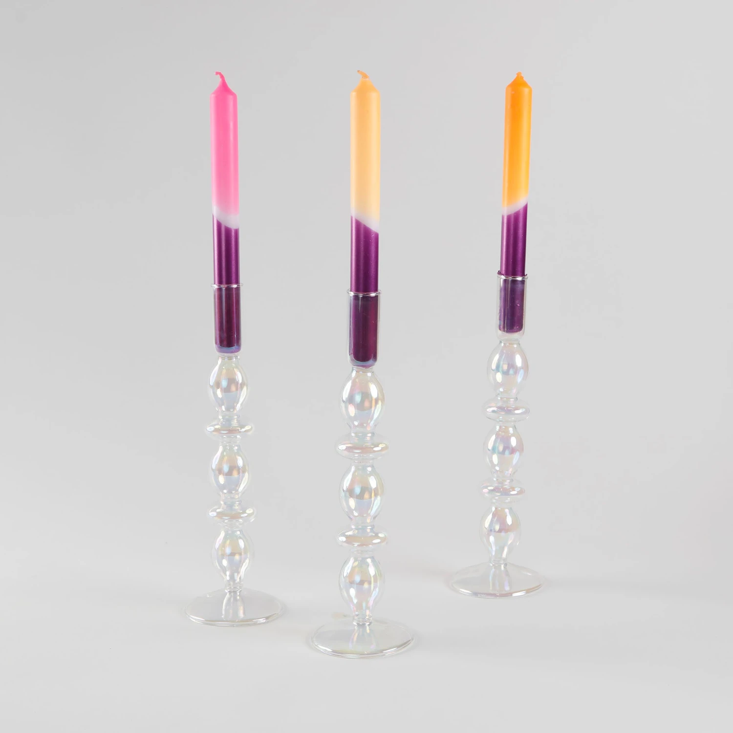Dip Dye Glossy Taper Candle Set, Silicium 4 Dip Dye Glossy Taper Candle Set, Silicium - Image 2