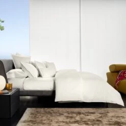 Lineare Percale Duvet & Shams, Ivory -Home Furnishings Store 3028657