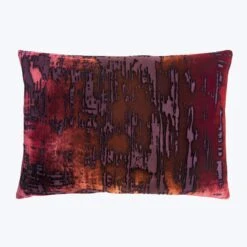 Brushstroke Velvet Lumbar Pillow, Wildberry