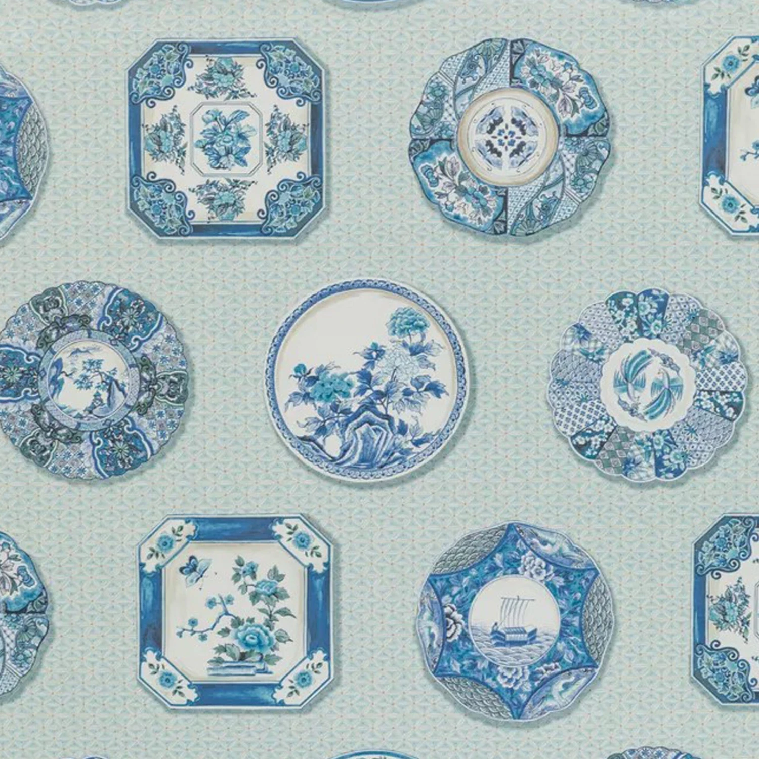 Blue Willow Wallpaper, 11 Yard Roll 3 Blue Willow Wallpaper, 11 Yard Roll
